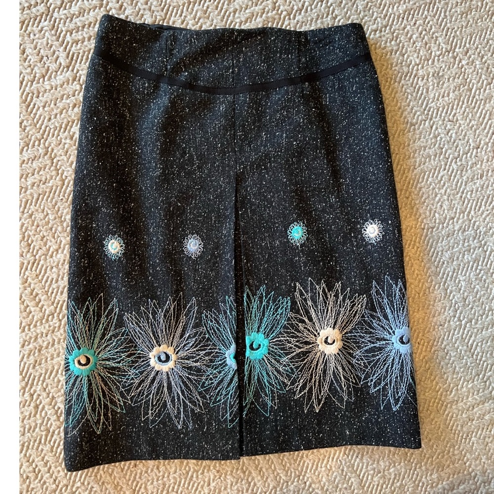 Anthropologie Beth Bowley Floral Embroidered Skirt -2